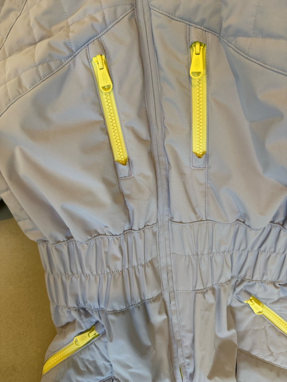 Free People Light pale Blue/Purple Ski One-Piece with Yellow Zippers - Picture 2 of 4